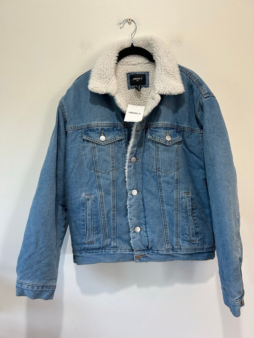 Forever 21 lined denim jacket mens M button front NWT western cowboy